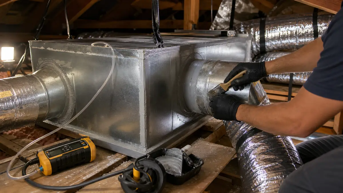 Sealing and balancing attic ductwork in a Santa Clarita two-story tract home