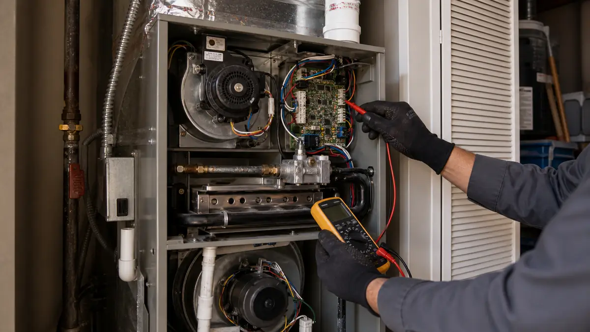 Carrier 59-series furnace control board flash-code diagnosis in Santa Clarita